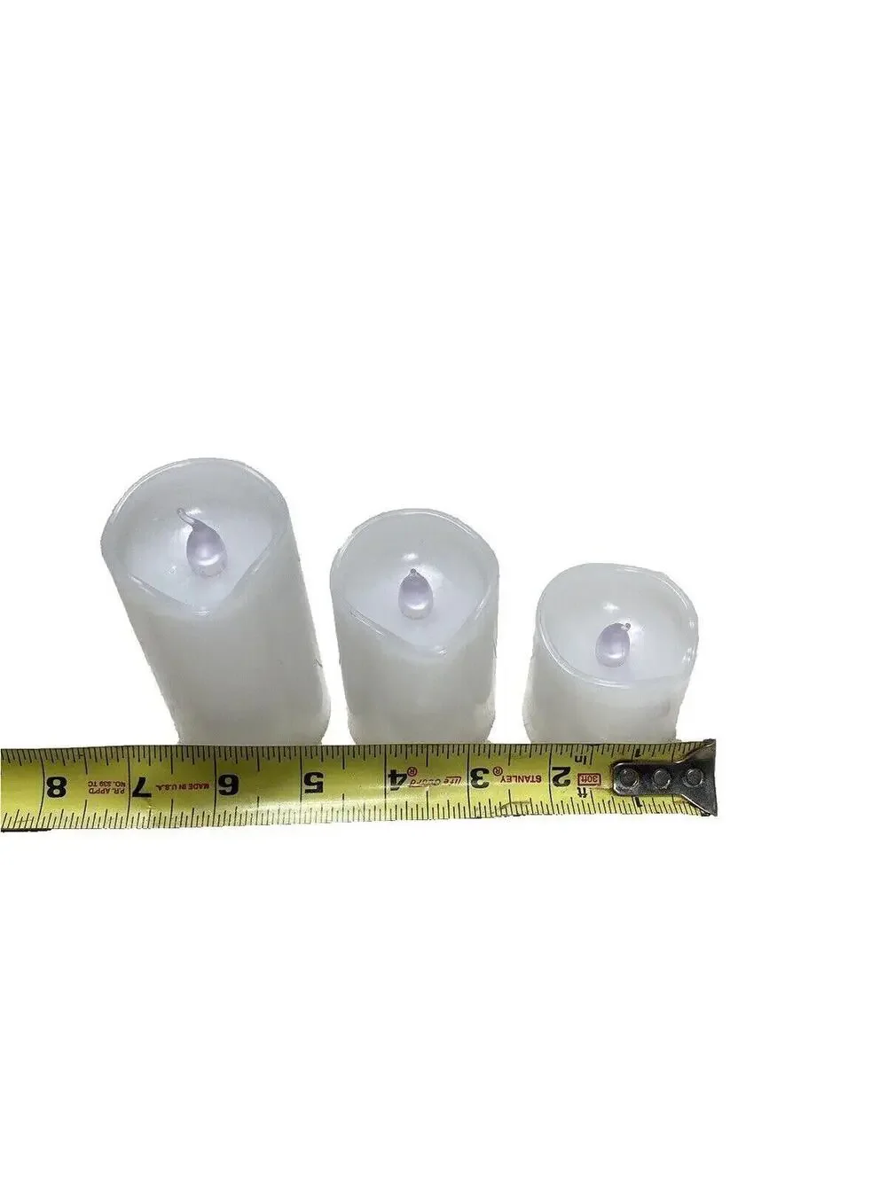 3 Piece White Pillar Style Battery LED Candle Set Flameless Decorative Lights